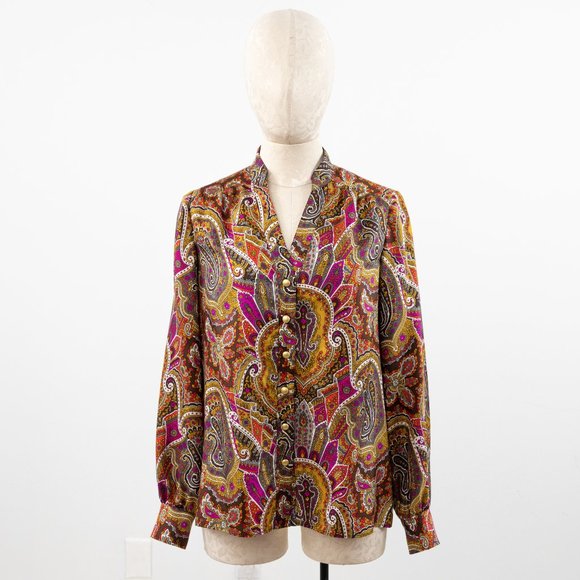 Tibi Retro 70s S Silk Paisley Print Boho Blouse - Picture 3 of 11